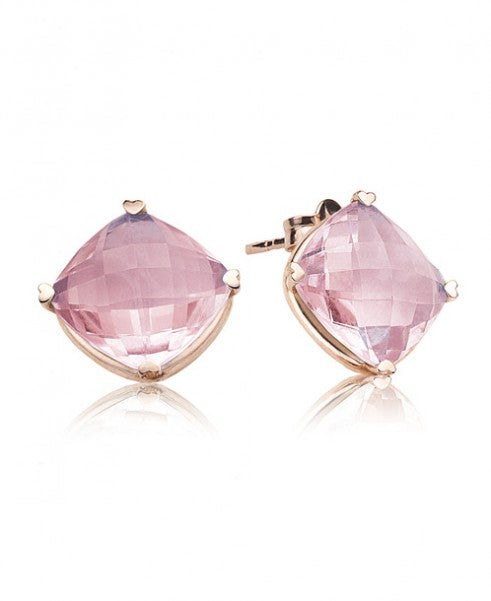 Rose Quartz Cushion Studs 370-JSA