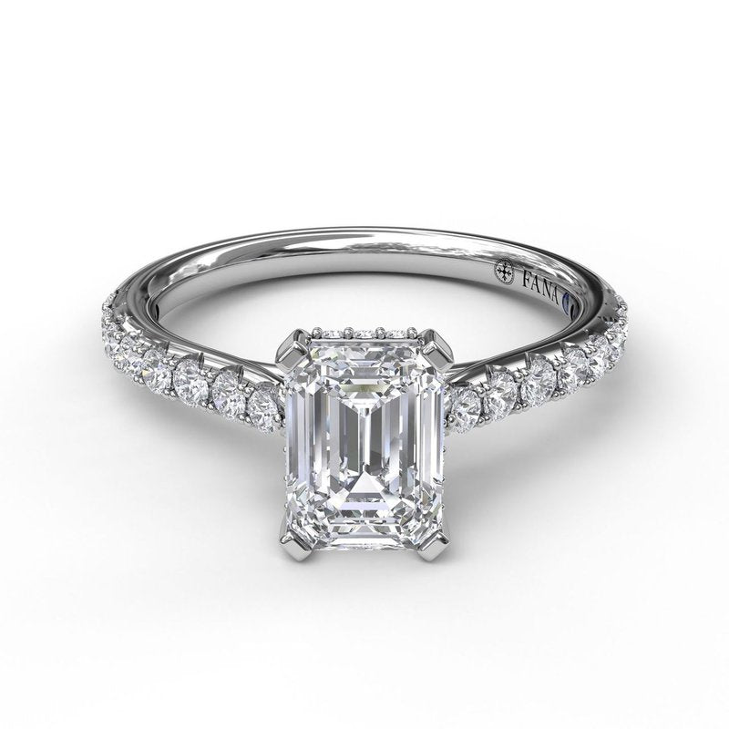 Emerald Cut Solitaire With Hidden Halo S3023 - TBird