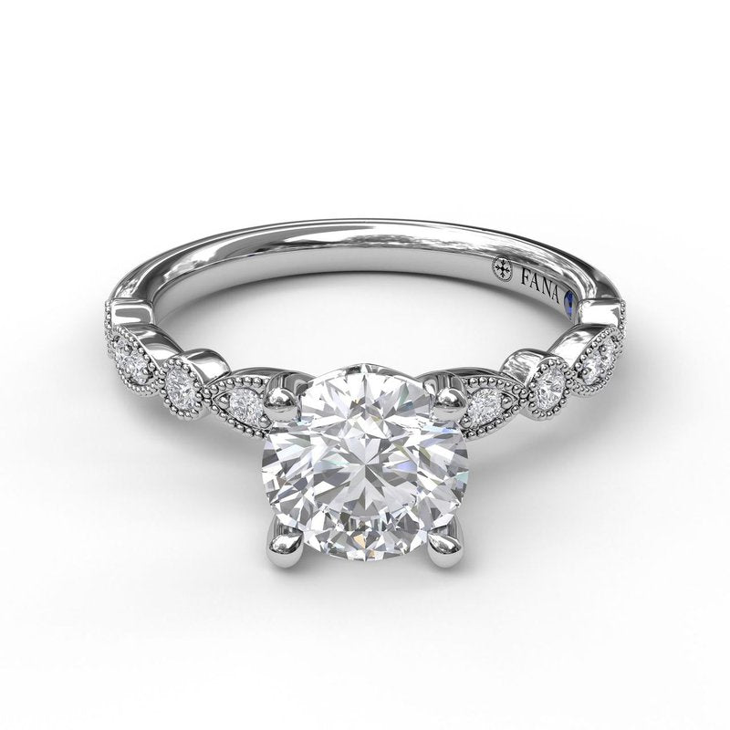 Classic Diamond Engagement Ring with Detailed Milgrain Band S3040 - TBird