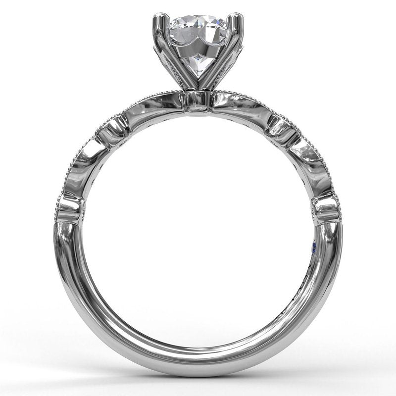 Classic Diamond Engagement Ring with Detailed Milgrain Band S3040 - TBird