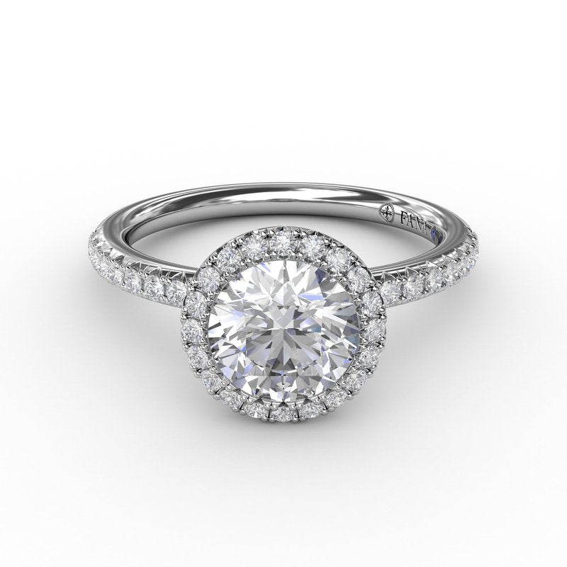 Classic Diamond Halo Engagement Ring With Diamond Band S3191 - TBird