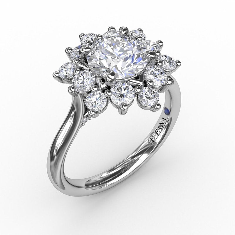 Contemporary Floral Halo Diamond Engagement Ring S3233 - TBird