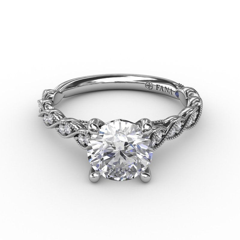 Classic Diamond Solitaire Engagement Ring With Diamond Twist Band S3258 - TBird