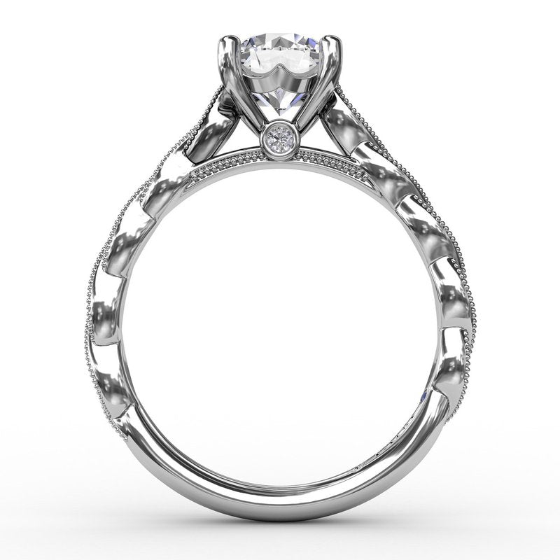 Classic Diamond Solitaire Engagement Ring With Diamond Twist Band S3258 - TBird