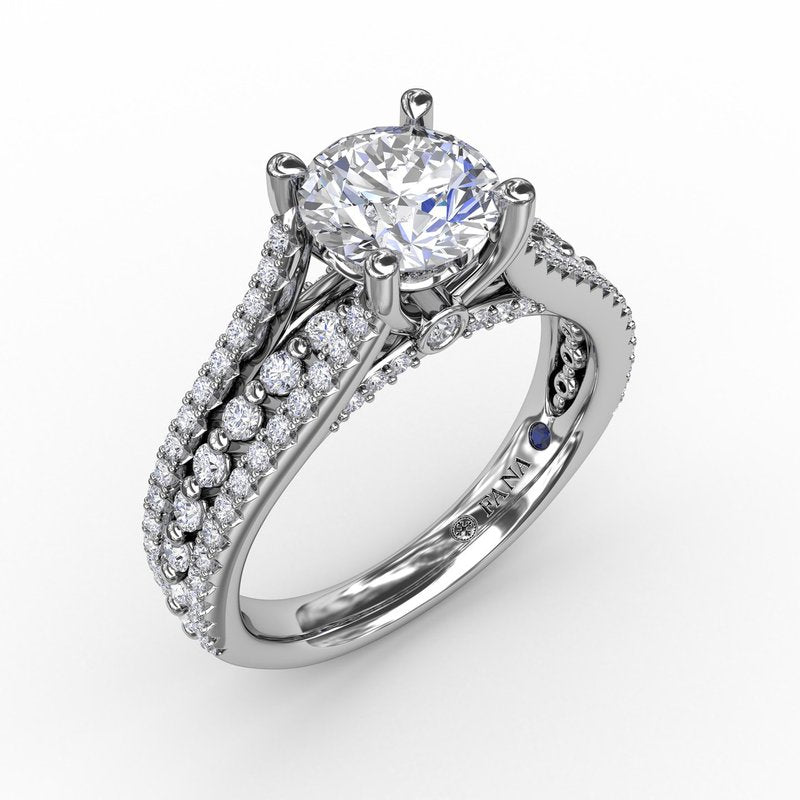 Round Diamond Engagement Ring With Triple-Row Diamond Band S3316 - TBird