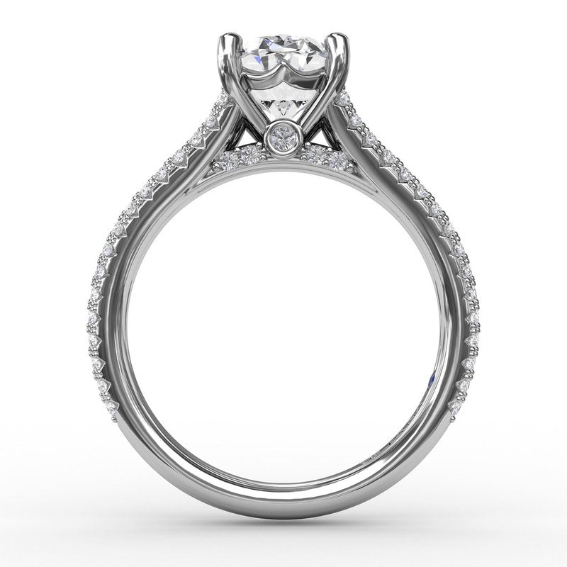 Oval Diamond Solitaire Engagement Ring With Triple-Row Tapered Diamond Band S3325 - TBird