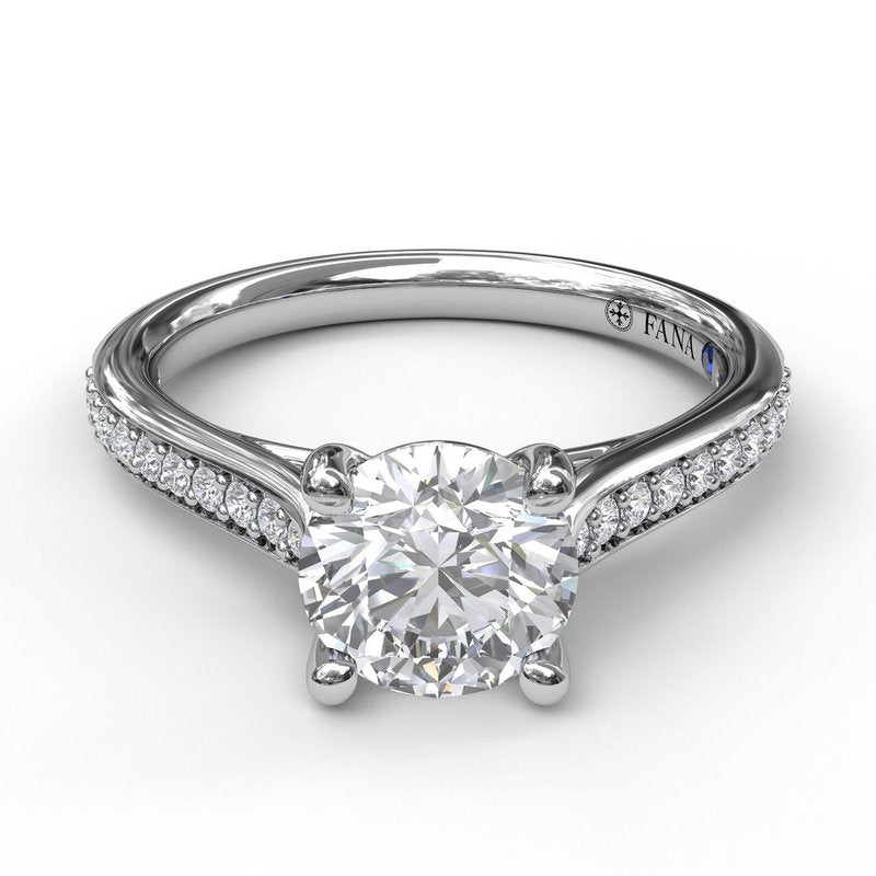 Cathedral Single Row Pave Engagement Ring S3532 - TBird