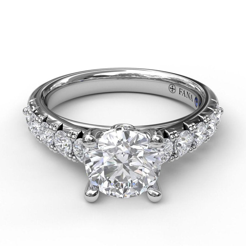 Handset French Pave Diamond Engagement Ring S3684 - TBird