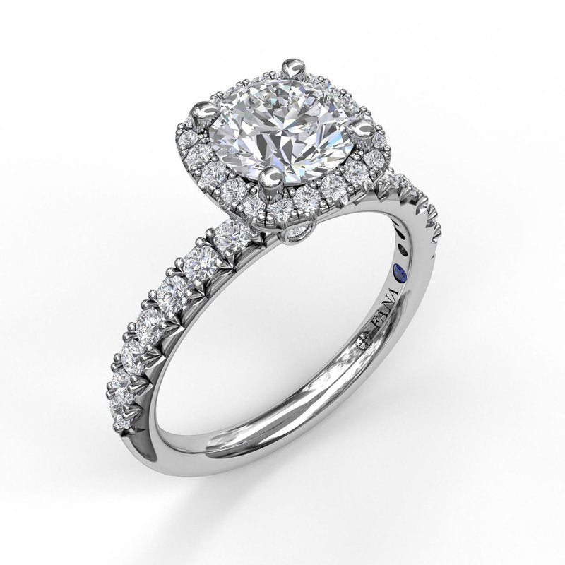 Classic Diamond Halo Engagement Ring with a Gorgeous Side Profile S3817 - TBird