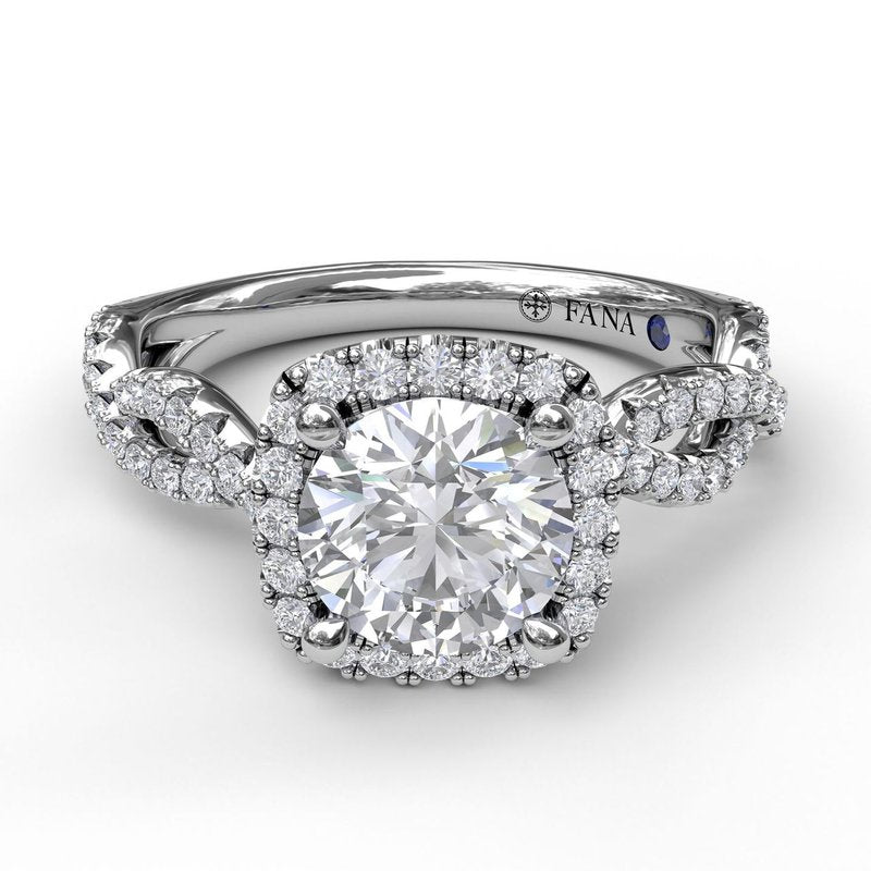 Cushion Halo Twist Engagement Ring S3826 - TBird