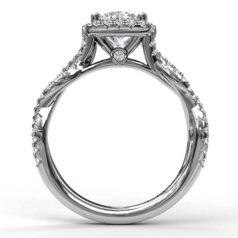 Cushion Halo Twist Engagement Ring S3826 - TBird