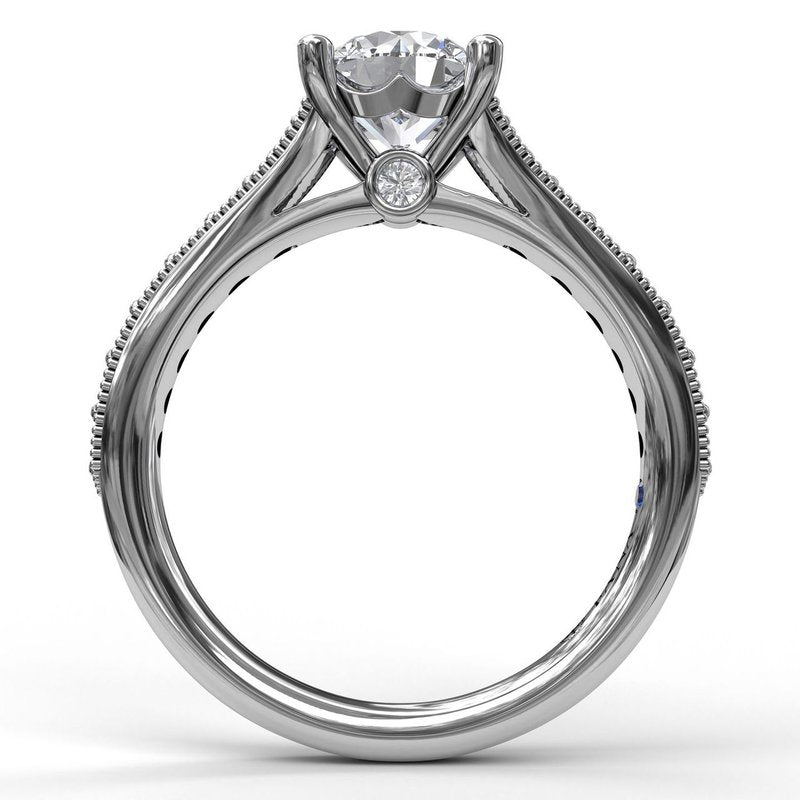 Classic Diamond Engagement Ring with Detailed Milgrain Band S3827 - TBird