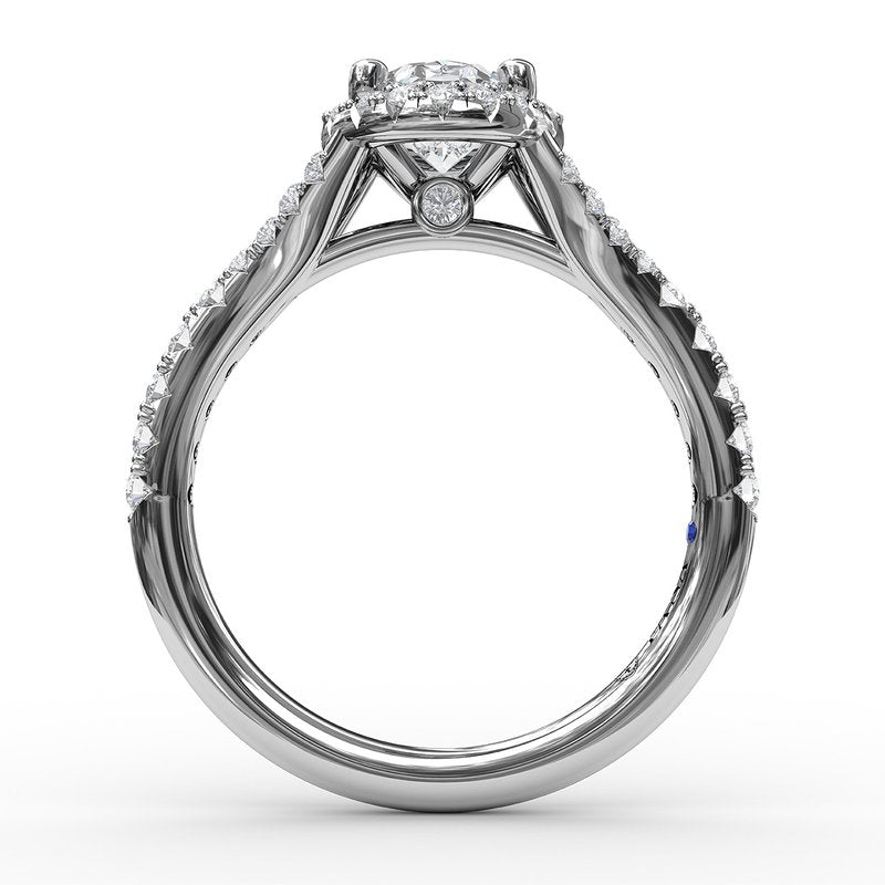 Classic Diamond Halo Engagement Ring with a Subtle Split Band S3845 - TBird