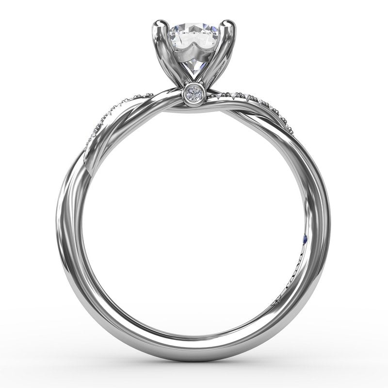Classic Round Diamond Solitaire Engagement Ring With Twisted Shank S4005 - TBird