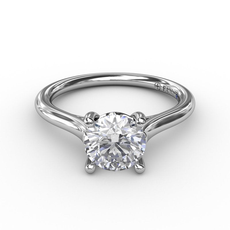 Classic Round Diamond Solitaire Engagement Ring With Cathedral Setting S4014 - TBird