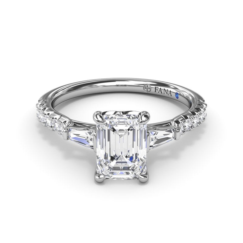 Emerald Cut and Tapered Baguette Engagement Ring S4114 - TBird