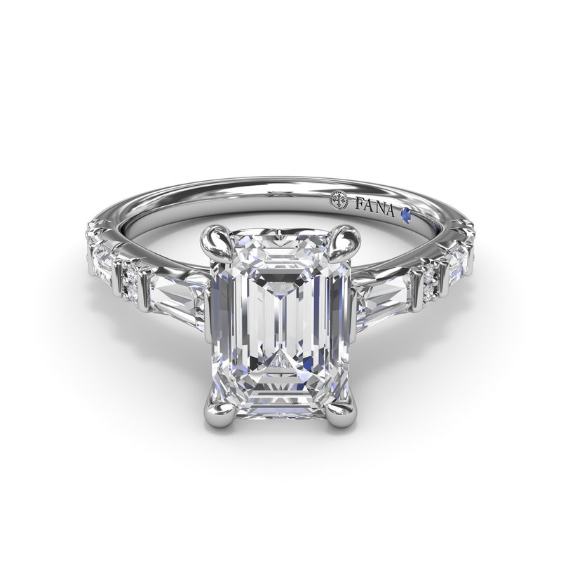 Alternating Baguette and Round Diamond Engagement Ring S4220 - TBird