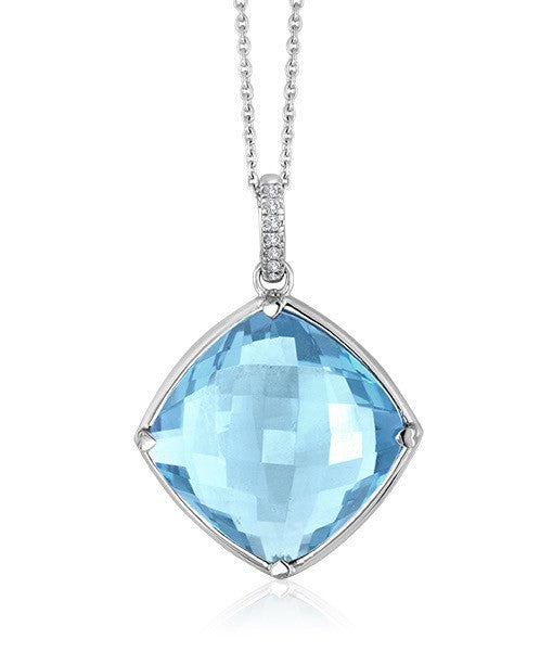 Sky Blue Topaz Cushion Pendant 339-JSA