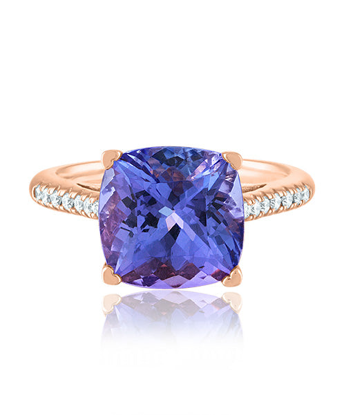 Tanzanite Cushion Ring with Diamonds 302-JSA