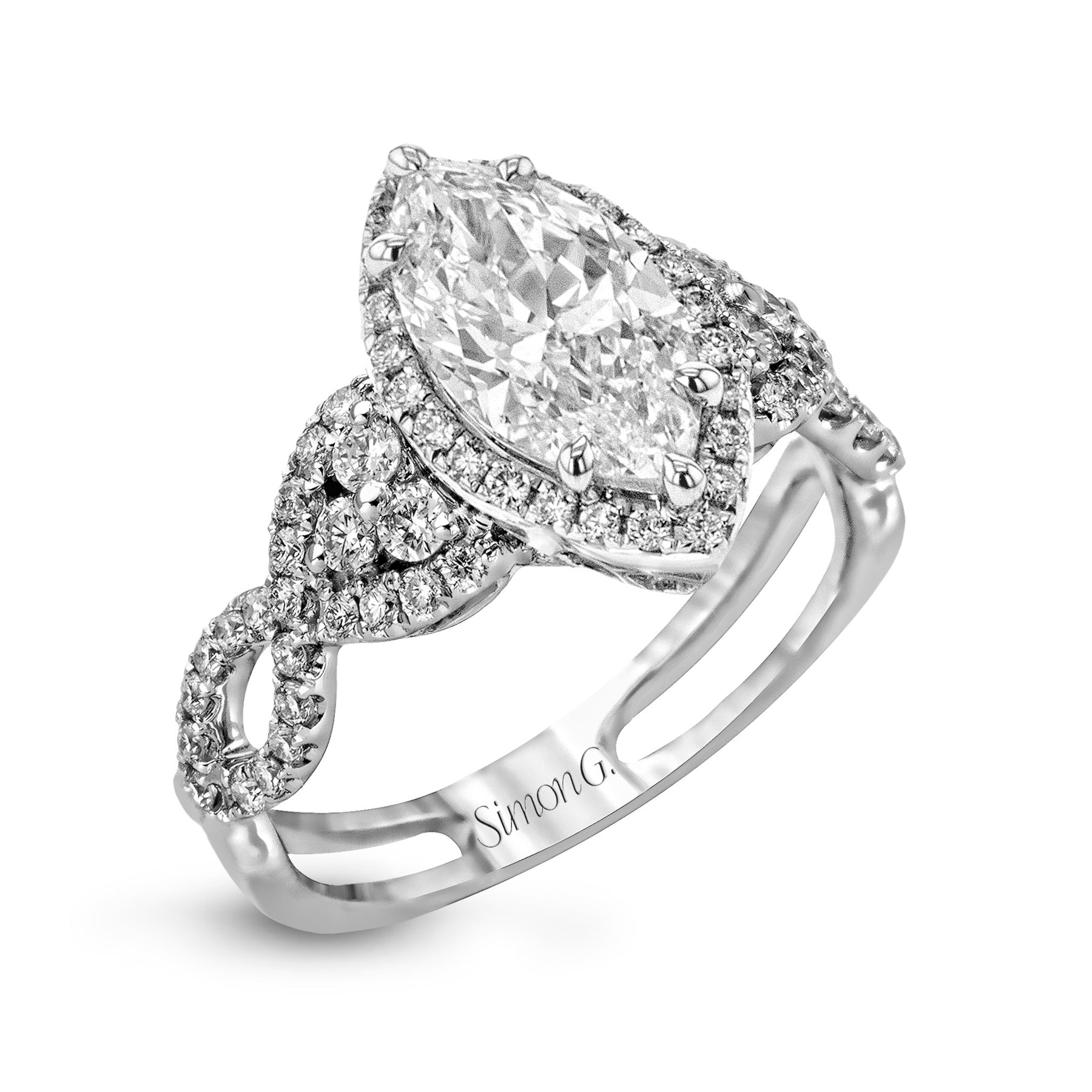 Marquise-Cut Halo Engagement Ring In 18k Gold With Diamonds TR160-MQ