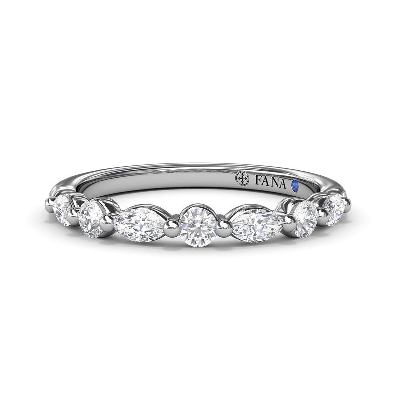 Alternating Round and Marquise Diamond Wedding Band W4079 - TBird