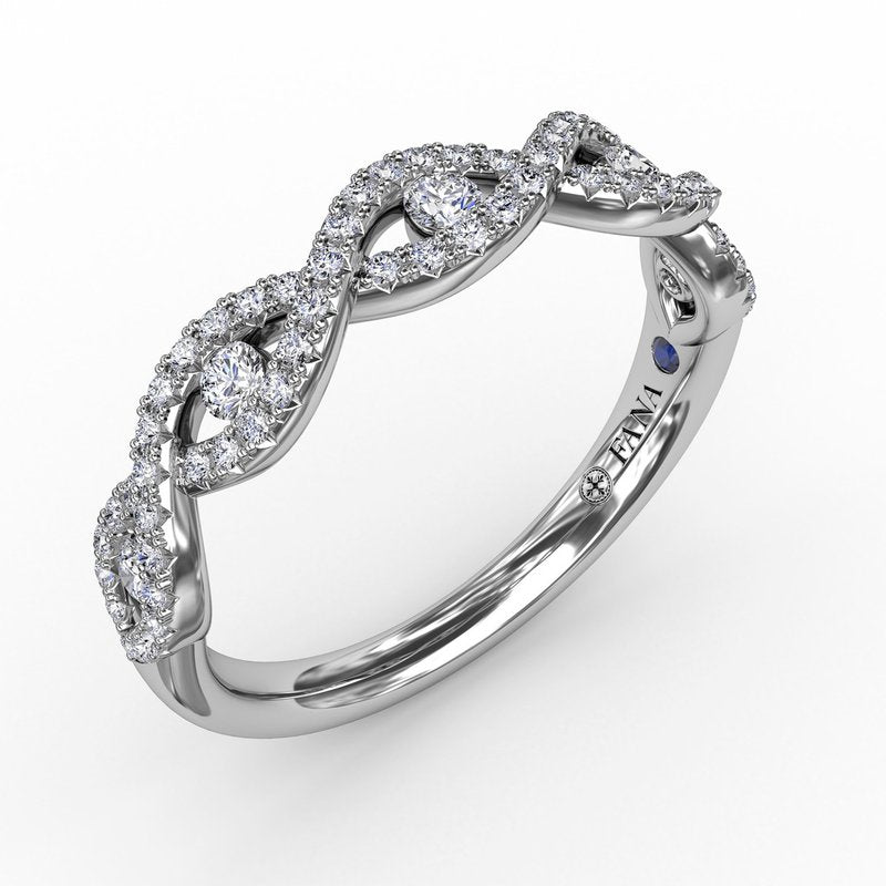 Twisted Diamond Band with Channel Set Diamonds W7329 - TBird