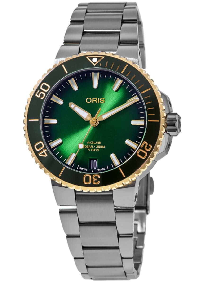 Aquis Date Green Dial Yellow Gold & Steel Men's Watch 01 400 7769 6357-07 8 22 09PEB