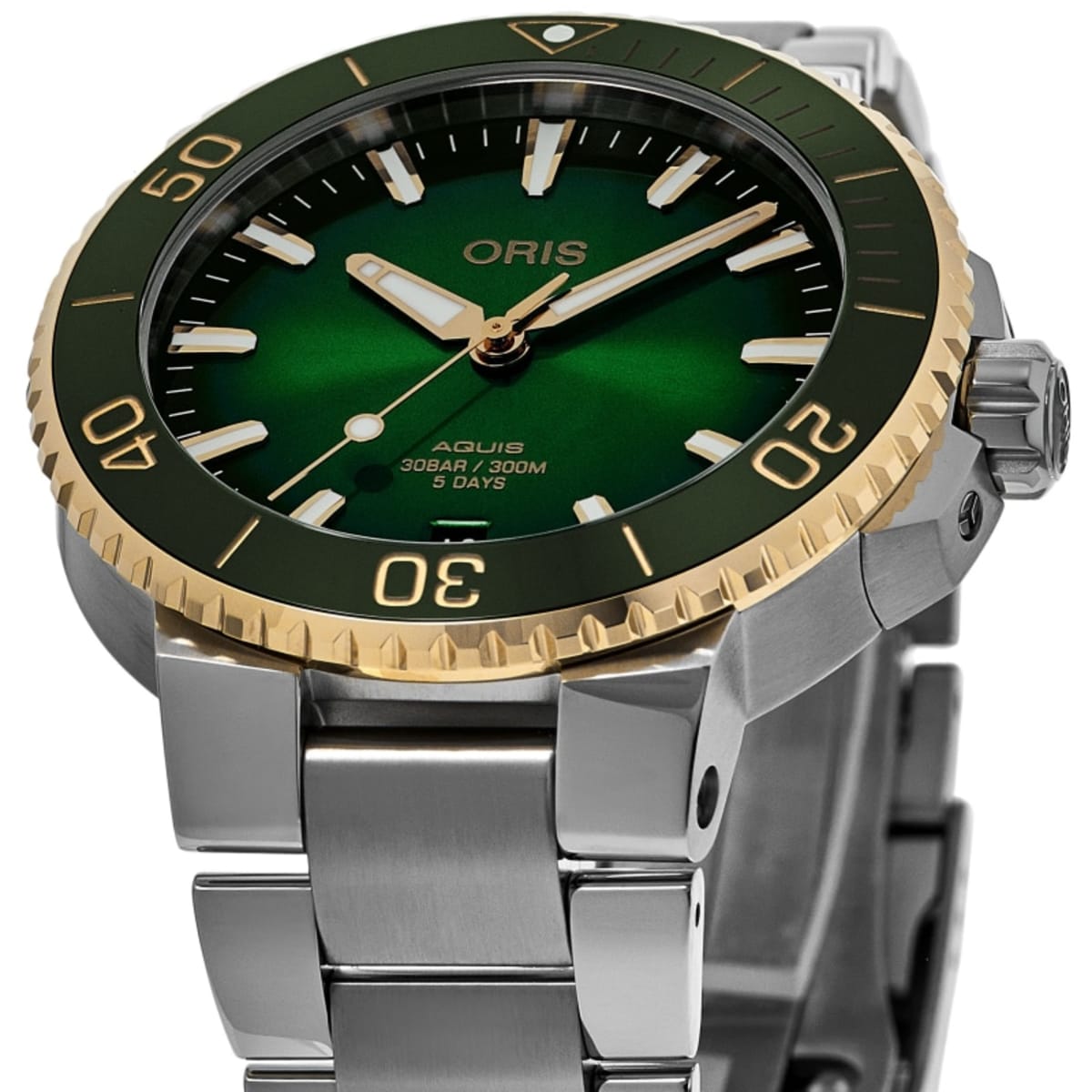 Aquis Date Green Dial Yellow Gold & Steel Men's Watch 01 400 7769 6357-07 8 22 09PEB