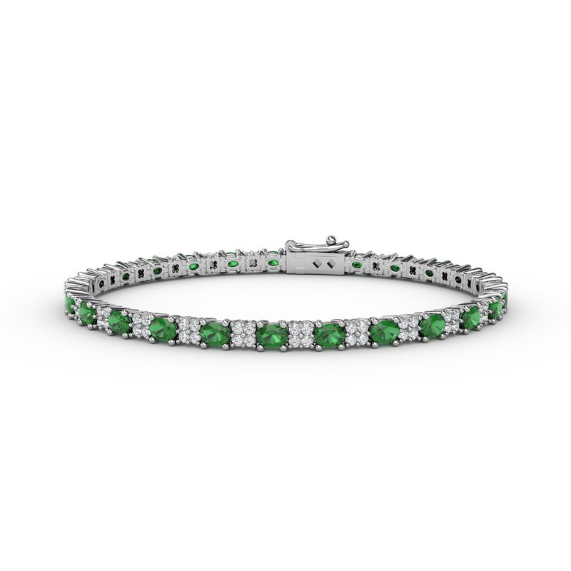 Alternating Emerald and Diamond Bracelet B1489E - TBird