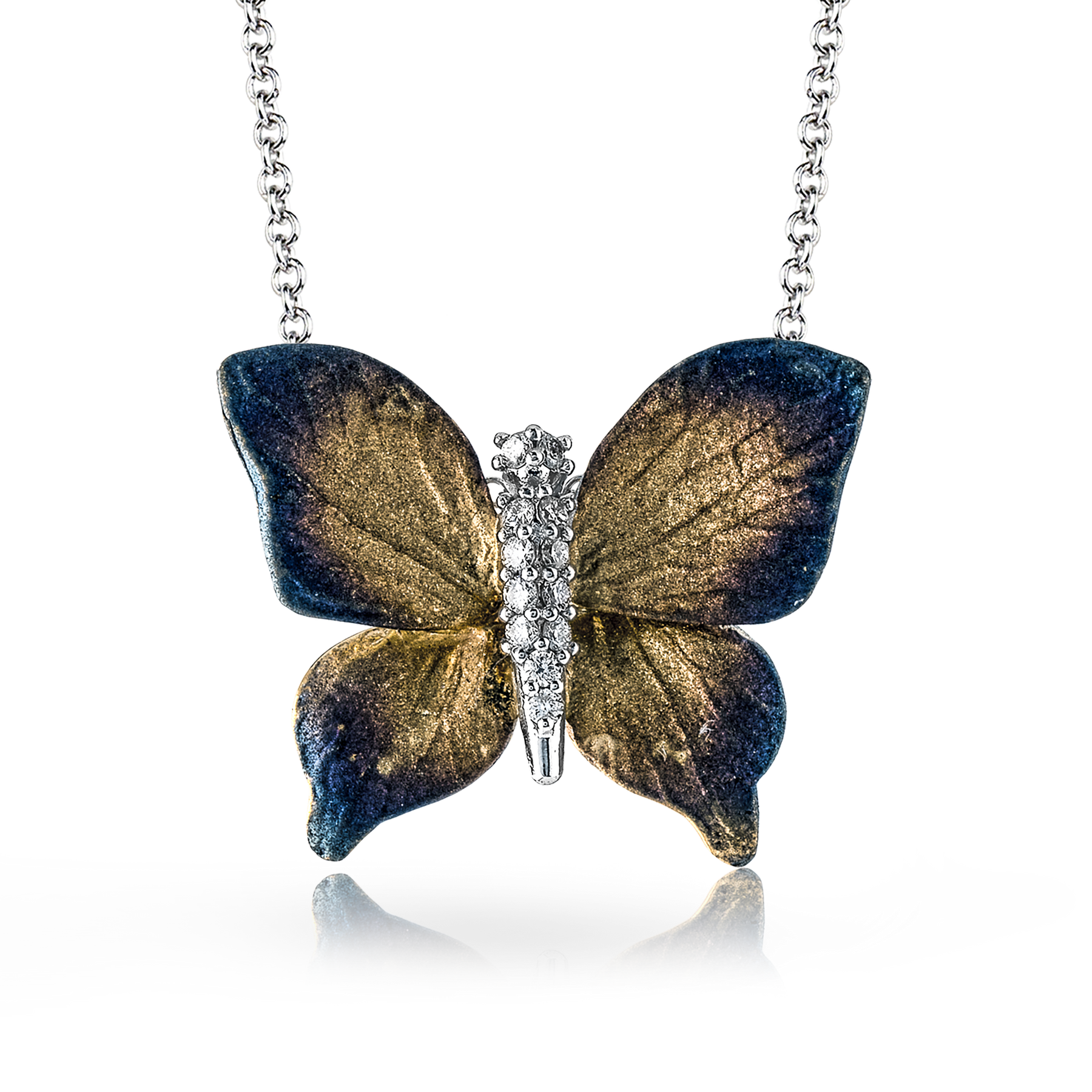 Monarch Butterfly Pendant Necklace in 18k Gold with Diamonds DP229