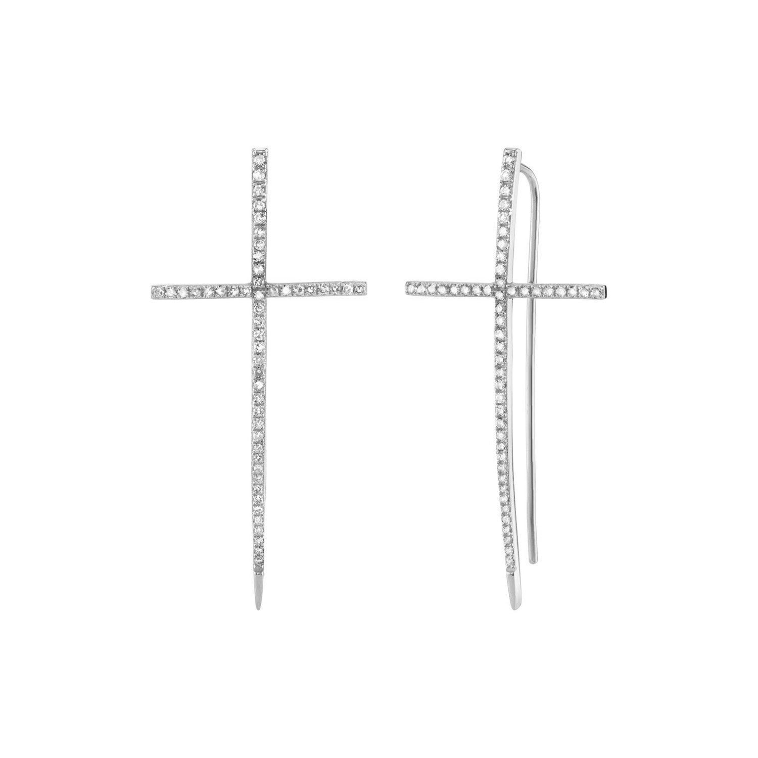 Spike Cross Pavé Diamond Earrings