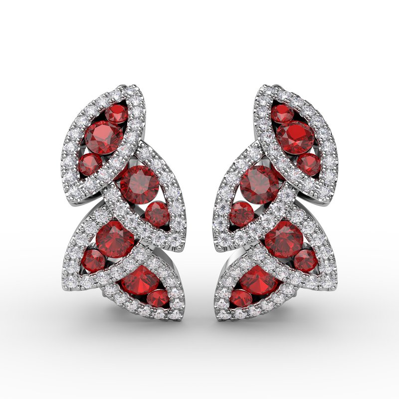 Glam Galore Ruby and Diamond Leaf Earrings ER1597R - TBird