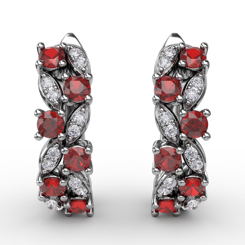 Clustered Ruby and Diamond Earrings ER1736R - TBird