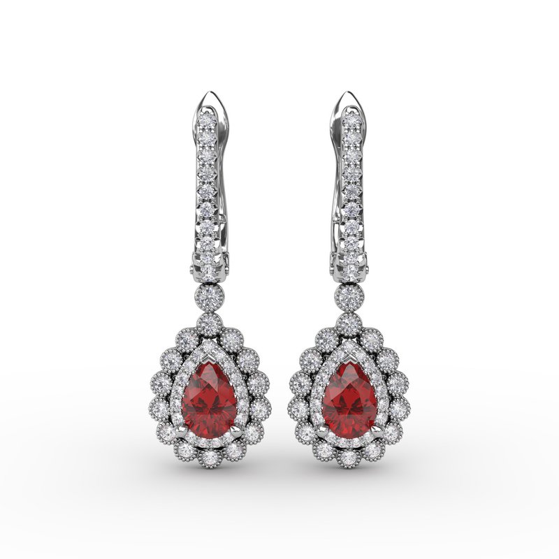 Pear-Shaped Ruby and Diamond Earrings ER1767R - TBird