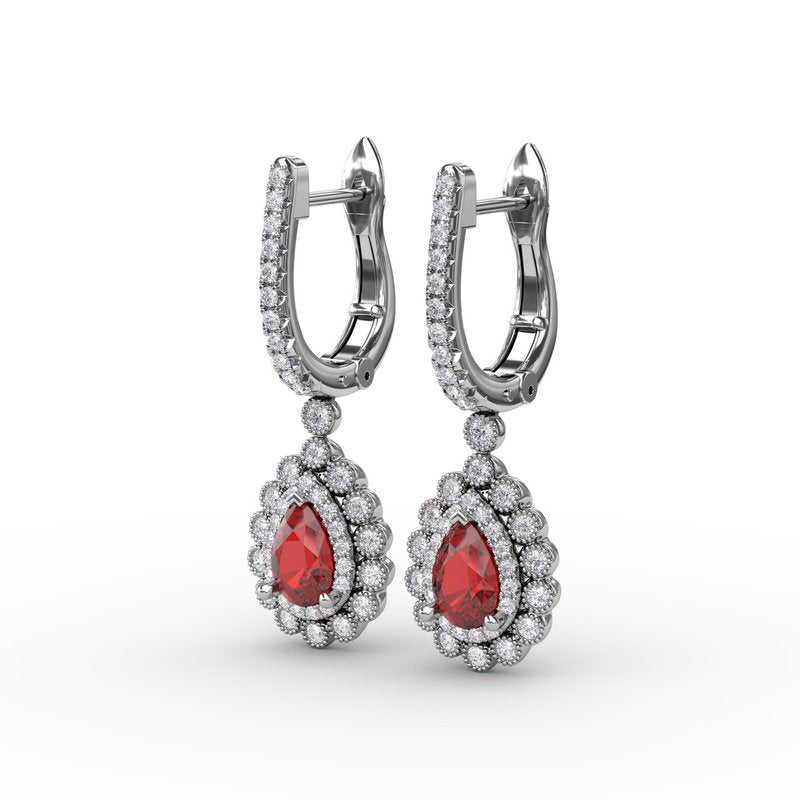 Pear-Shaped Ruby and Diamond Earrings ER1767R - TBird