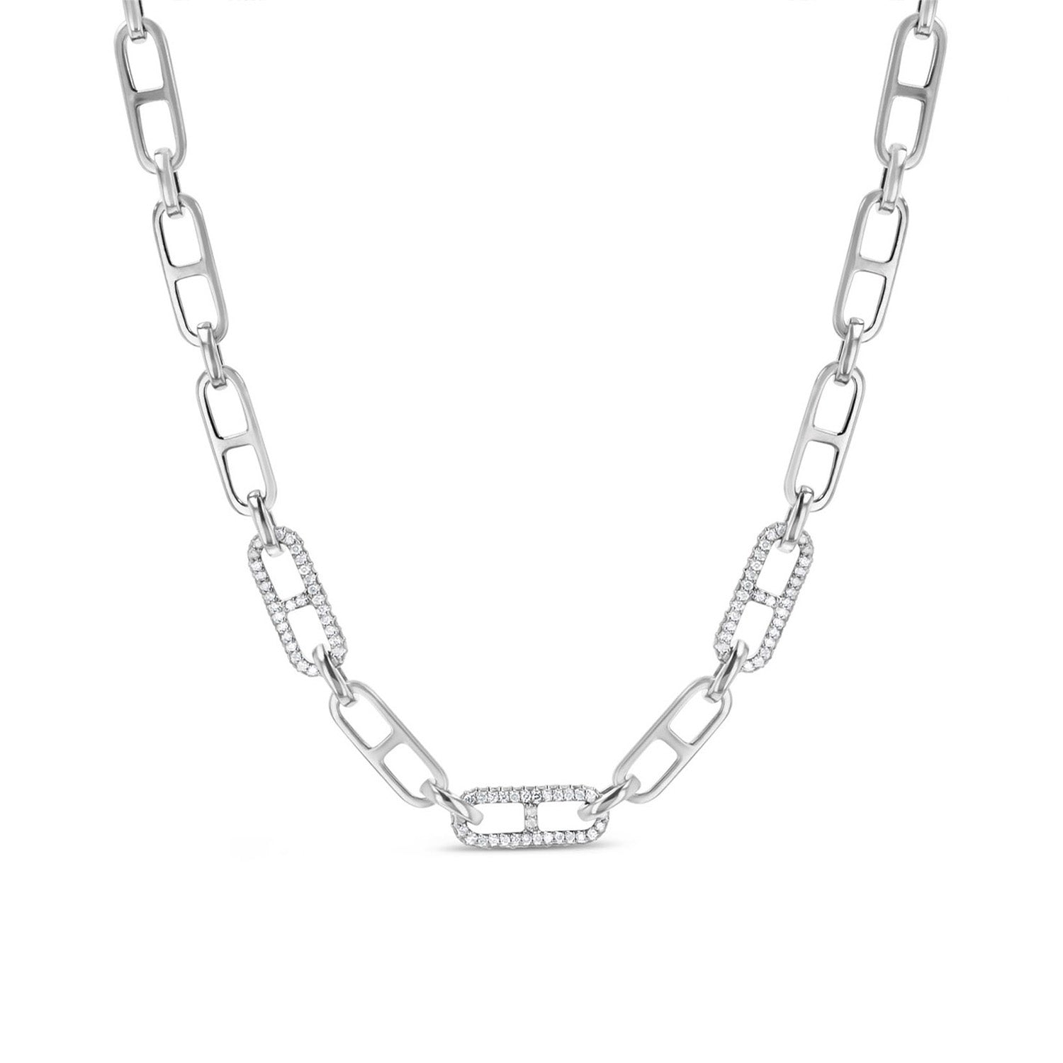 Three Paris H Pave Link Necklace - 16"  N0003091 - TBird