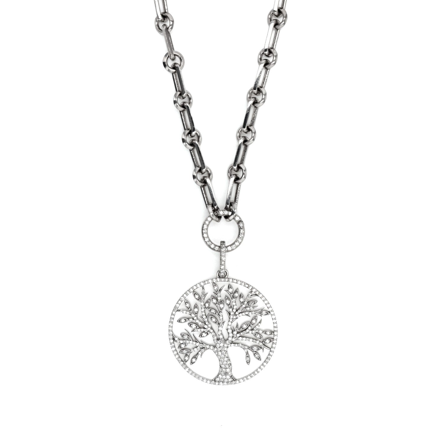 Tree of Life Diamond Pave Pendant on Soho Chain - 19"  N0003164 - TBird