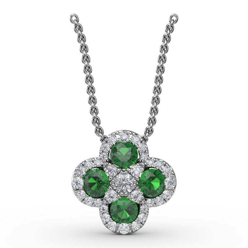 Flower Emerald and Diamond Pendant P1643E - TBird