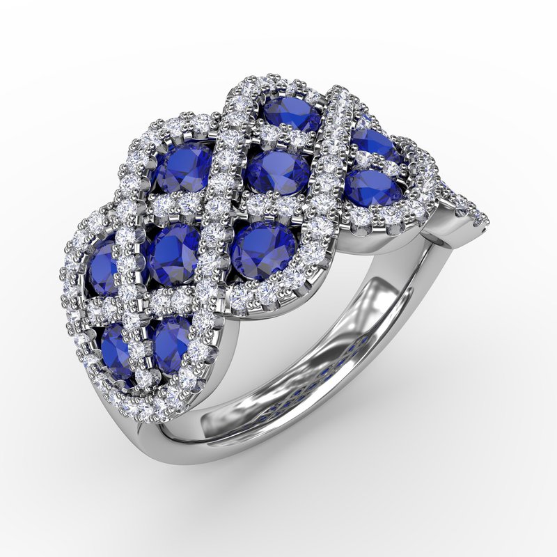 You And Me Sapphire And Diamond Interweaving Ring R1370S - TBird