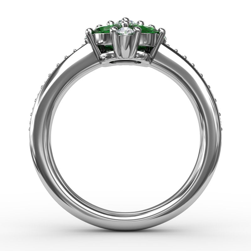 Floral Emerald and Diamond Ring R1536E - TBird