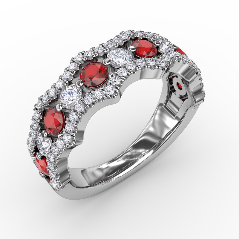 Endless Romance Ruby and Diamond Wave Ring R1568R - TBird