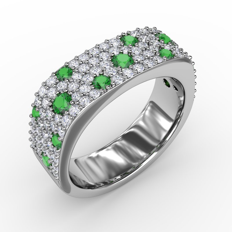 Under the Stars Emerald-Speckled Diamond Ring R1632E - TBird