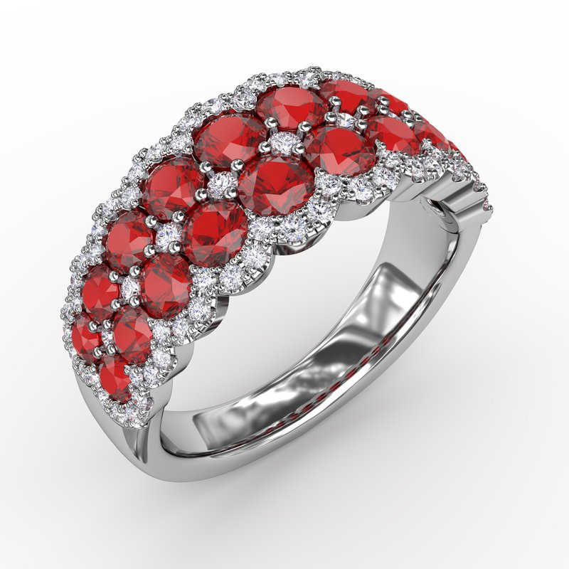 Get Sentimental Ruby and Diamond Double Row Ring R1636R - TBird