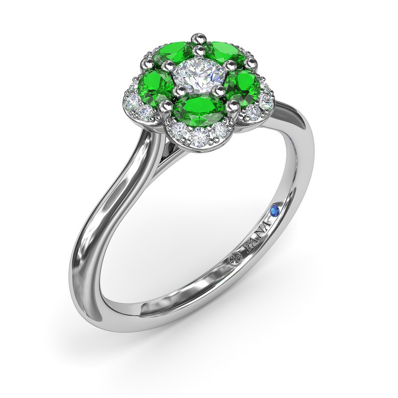 Floral Emerald and Diamond Ring R1848E - TBird