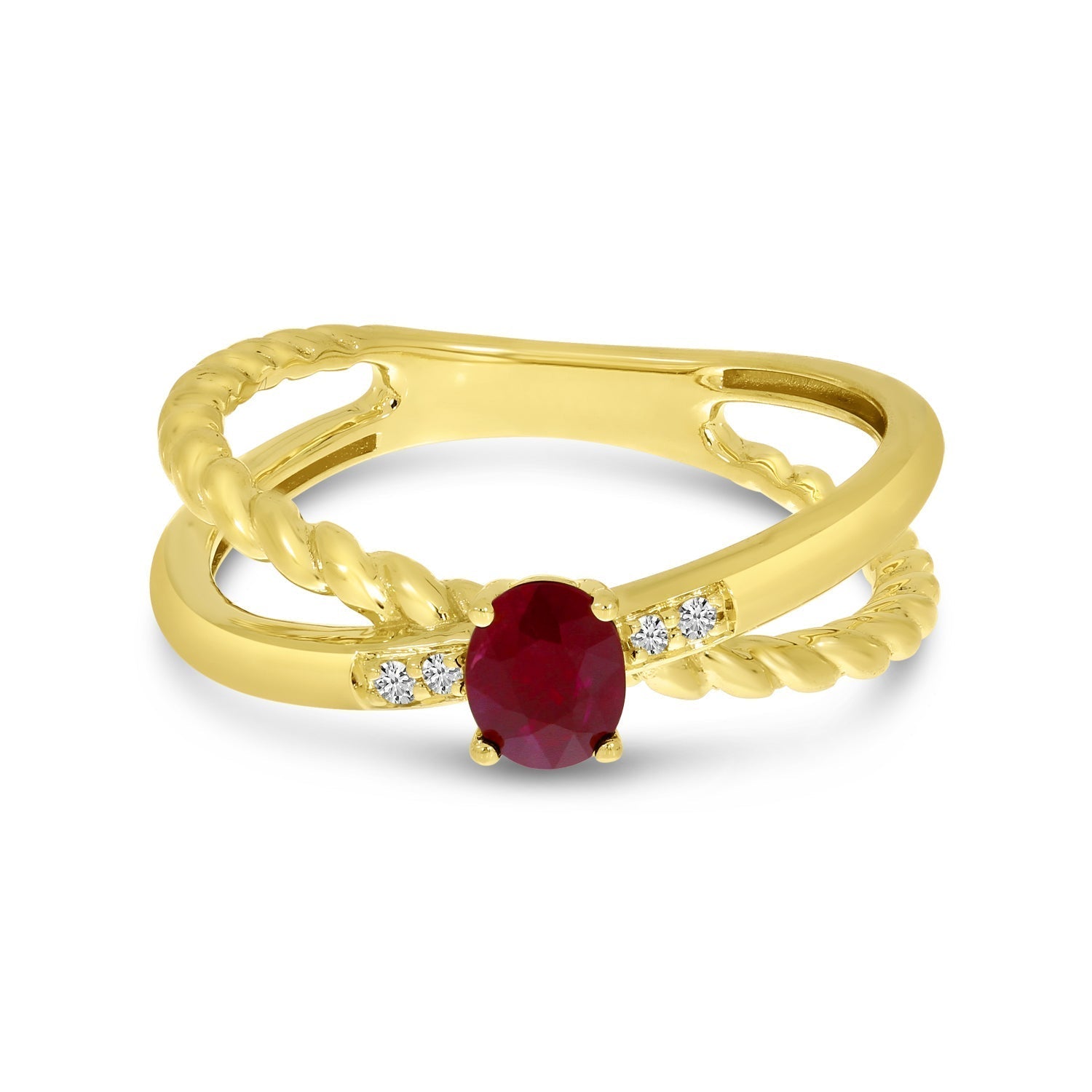 RUBY & DIAMOND CROSSOVER RING RM4494