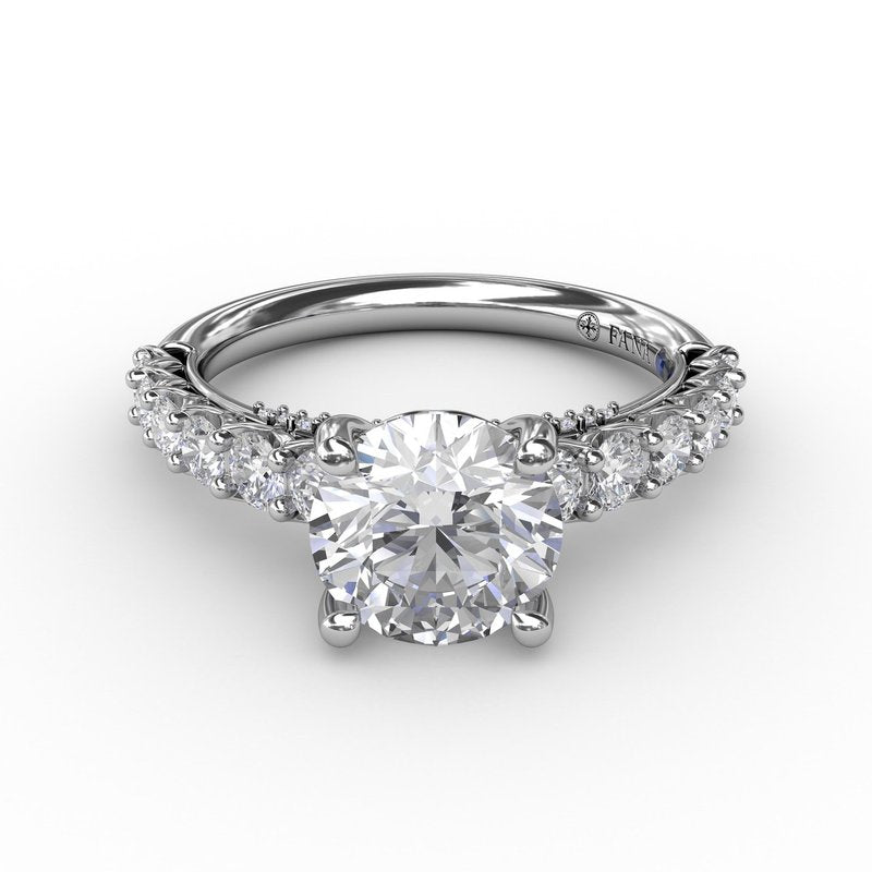Contemporary Diamond Solitaire Engagement Ring With Openwork Diamond Band S3178 - TBird