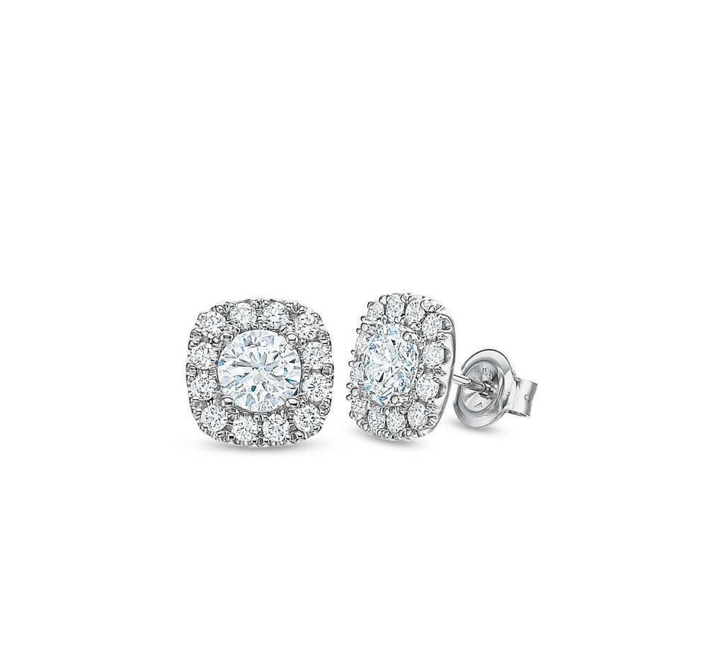 CUSHION HALO STUD EARRINGS 1.45TW ECU99-145