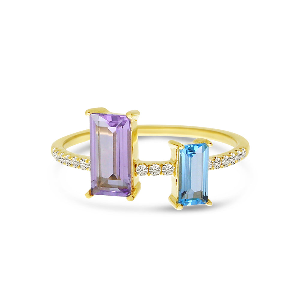 AMETHYST & BLUE TOPAZ DUO EMERALD-CUT RING RM4175